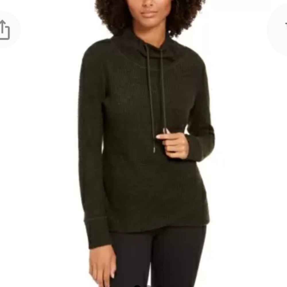 NEW Ideology Cowl Neck Casual Tunic Sweater Top, Size XS, Dark Green